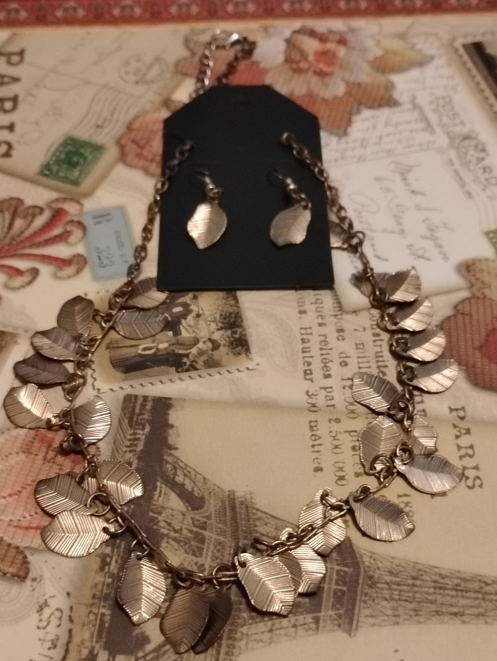 Paparazzi Coppertone Leaf Necklace and Pierced Earring Set Fashion Jewelry